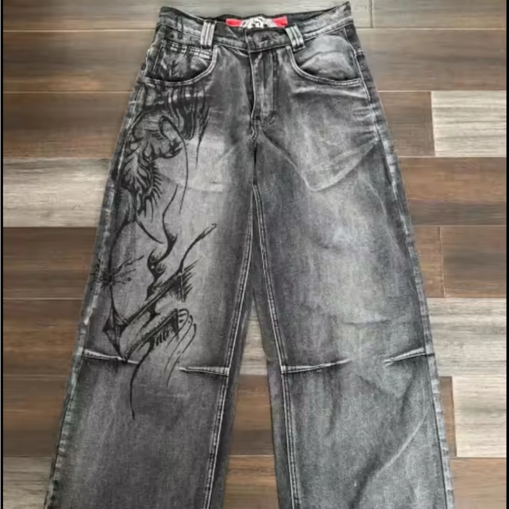 Gray Graphic Jeans